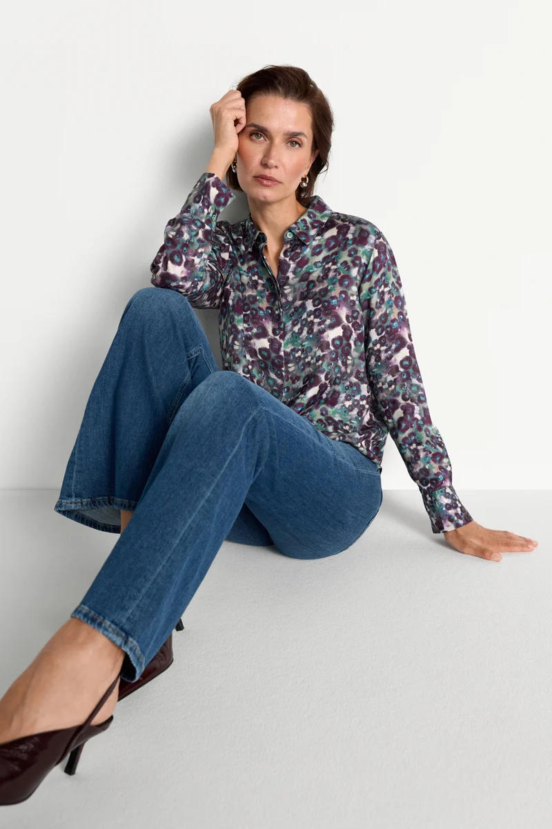 Printed Blouse, leaf green