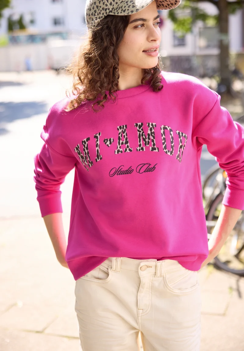 Studio Loose Fit Crewneck w. P, ruby raspberry