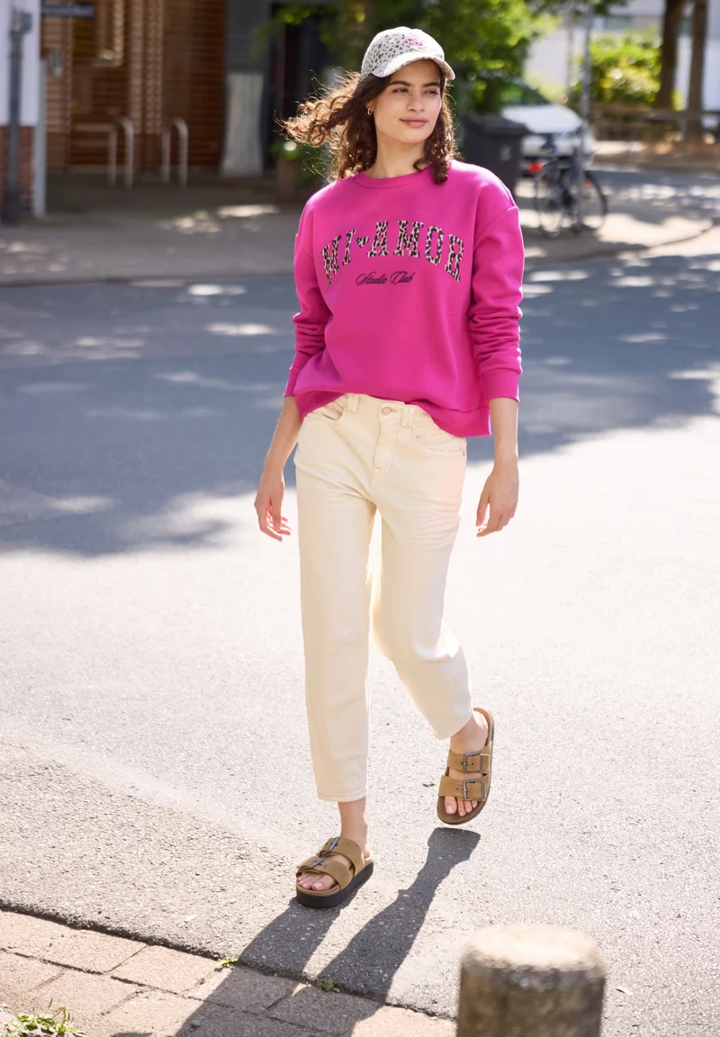 Studio Loose Fit Crewneck w. P, ruby raspberry