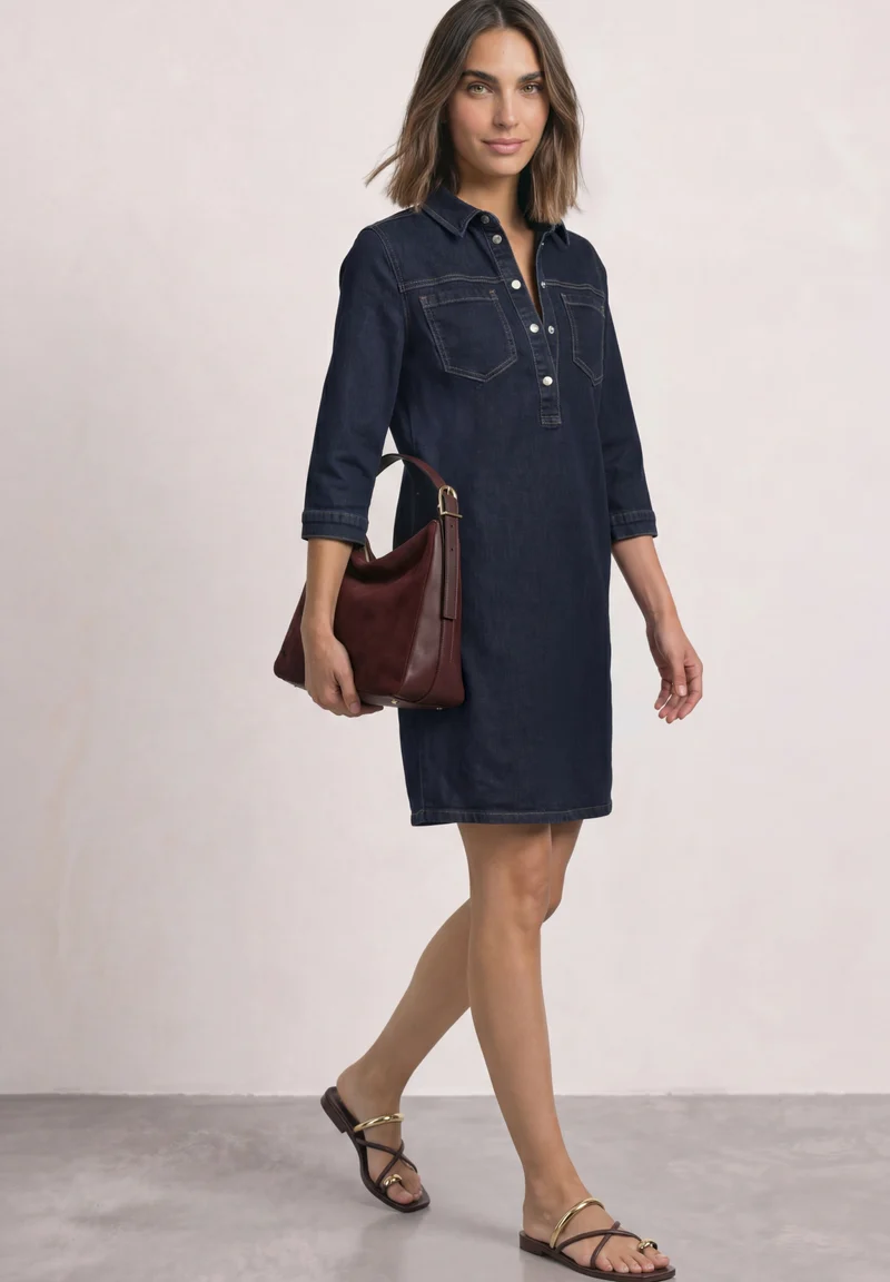 Style Denim Dress,rinse wash, Rinse Soft Washed
