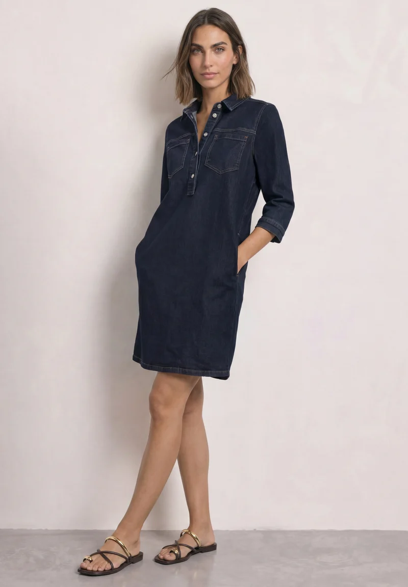 Style Denim Dress,rinse wash, Rinse Soft Washed