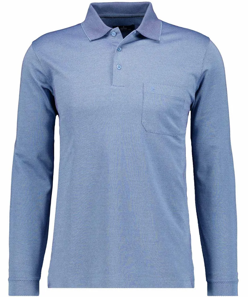 Polo LS fish net, BLAU