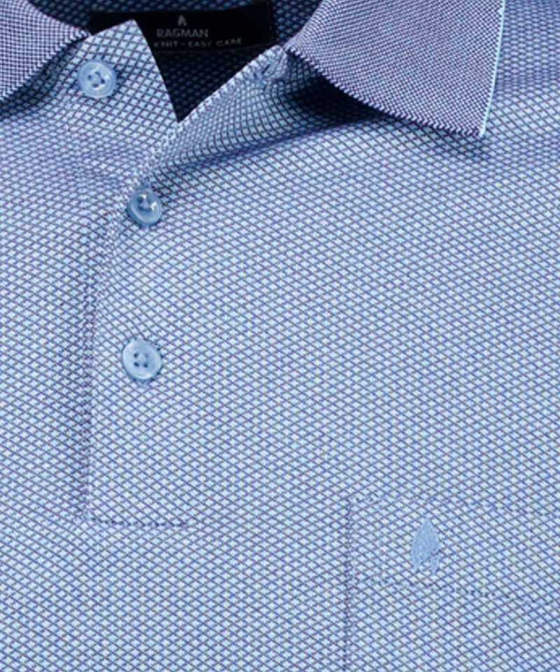 Polo LS fish net, BLAU