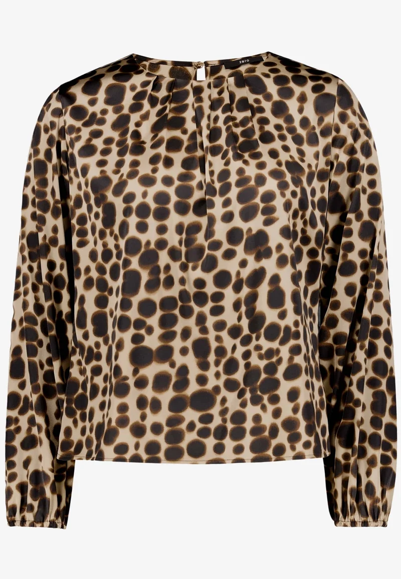 Bluse Kurz 1/1 Arm, Beige/Brown