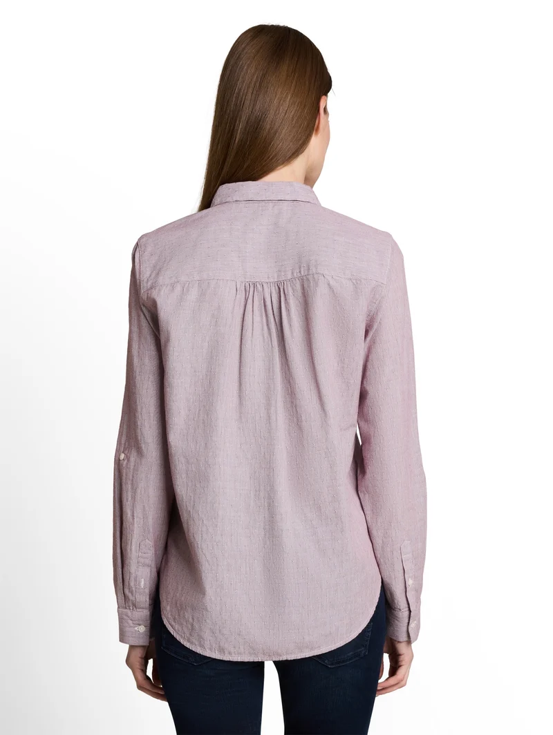 blouse with dobby fabric, preppy plum dobby