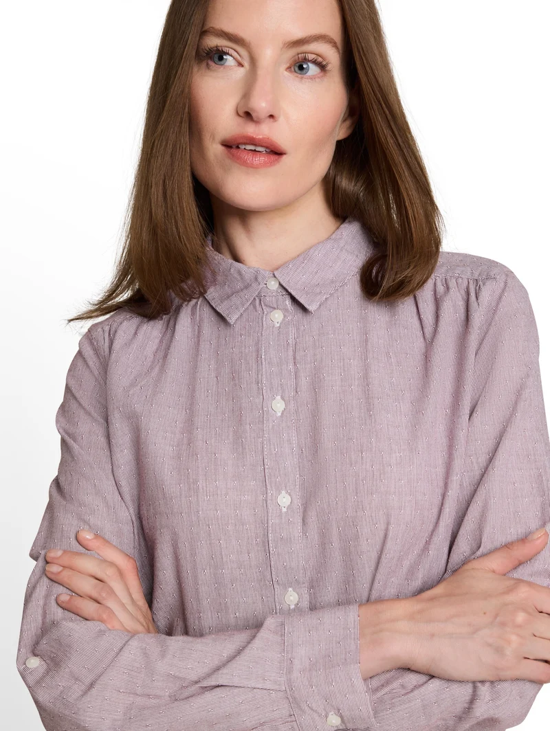 blouse with dobby fabric, preppy plum dobby