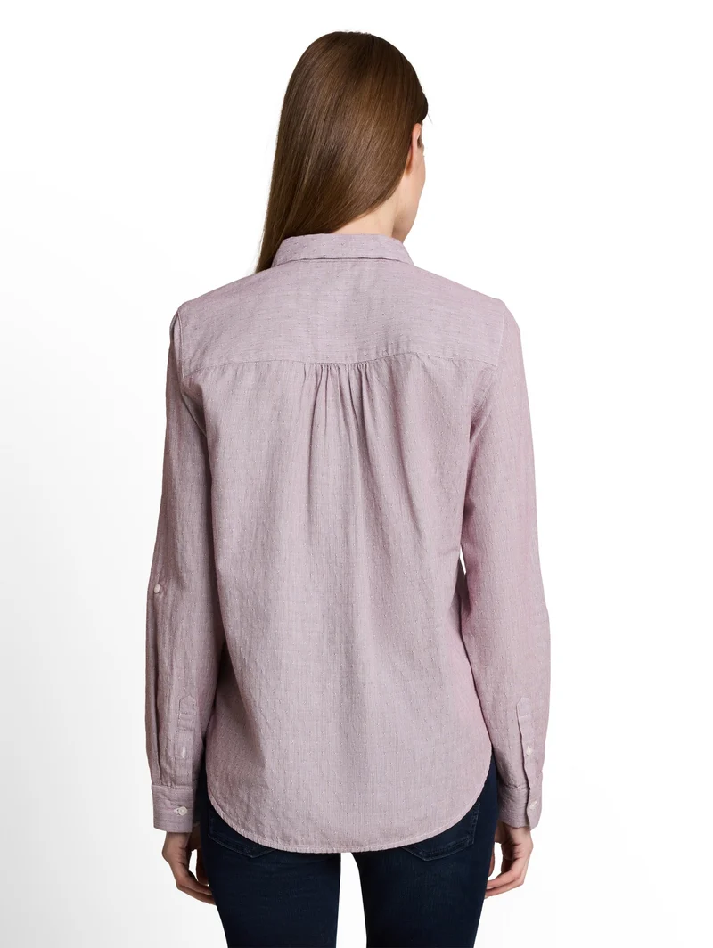 blouse with dobby fabric, preppy plum dobby