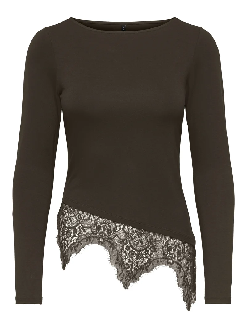 ONLLAILA LS LACE MIX TOP JRS, Coffee Bean