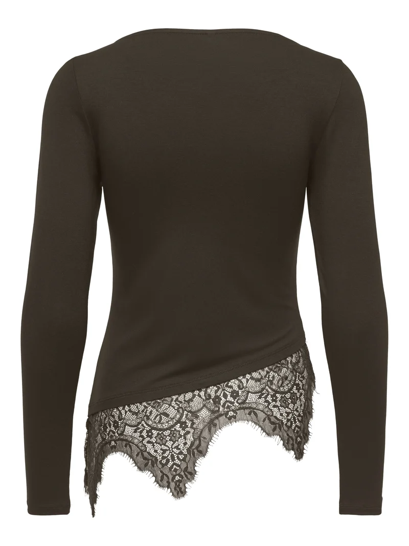 ONLLAILA LS LACE MIX TOP JRS, Coffee Bean