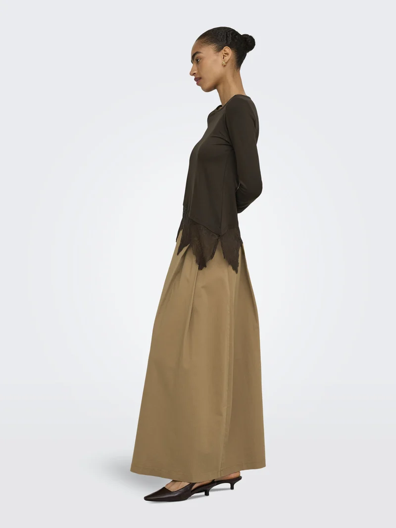 ONLLAILA LS LACE MIX TOP JRS, Coffee Bean