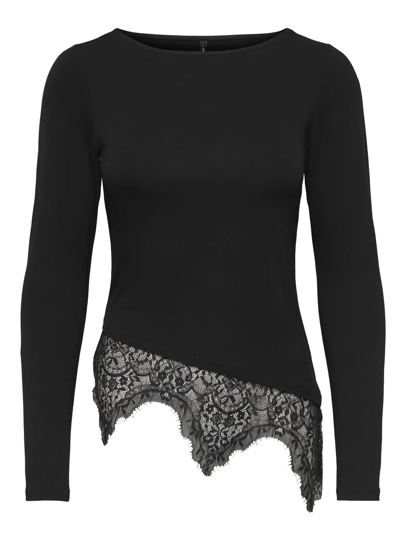 ONLLAILA LS LACE MIX TOP JRS, Black