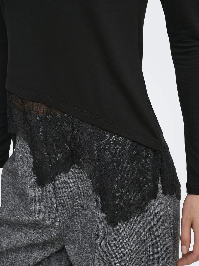 ONLLAILA LS LACE MIX TOP JRS, Black