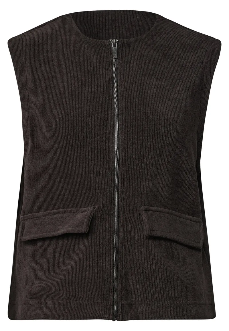 LTD QR cord look vest, black coffee