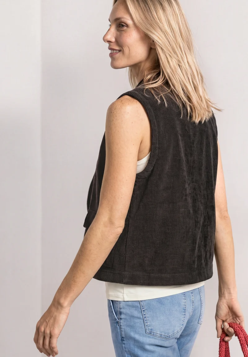 LTD QR cord look vest, black coffee