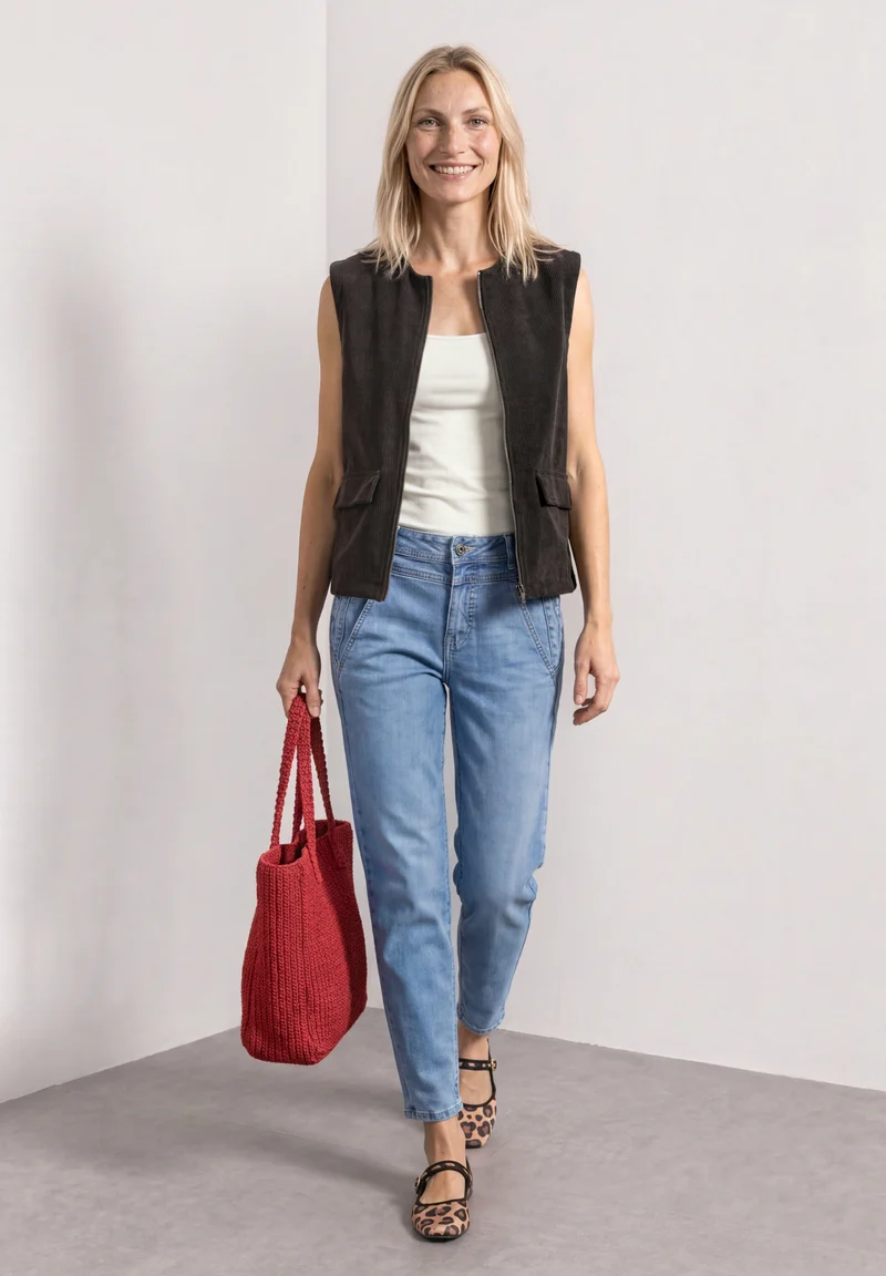 LTD QR cord look vest, black coffee
