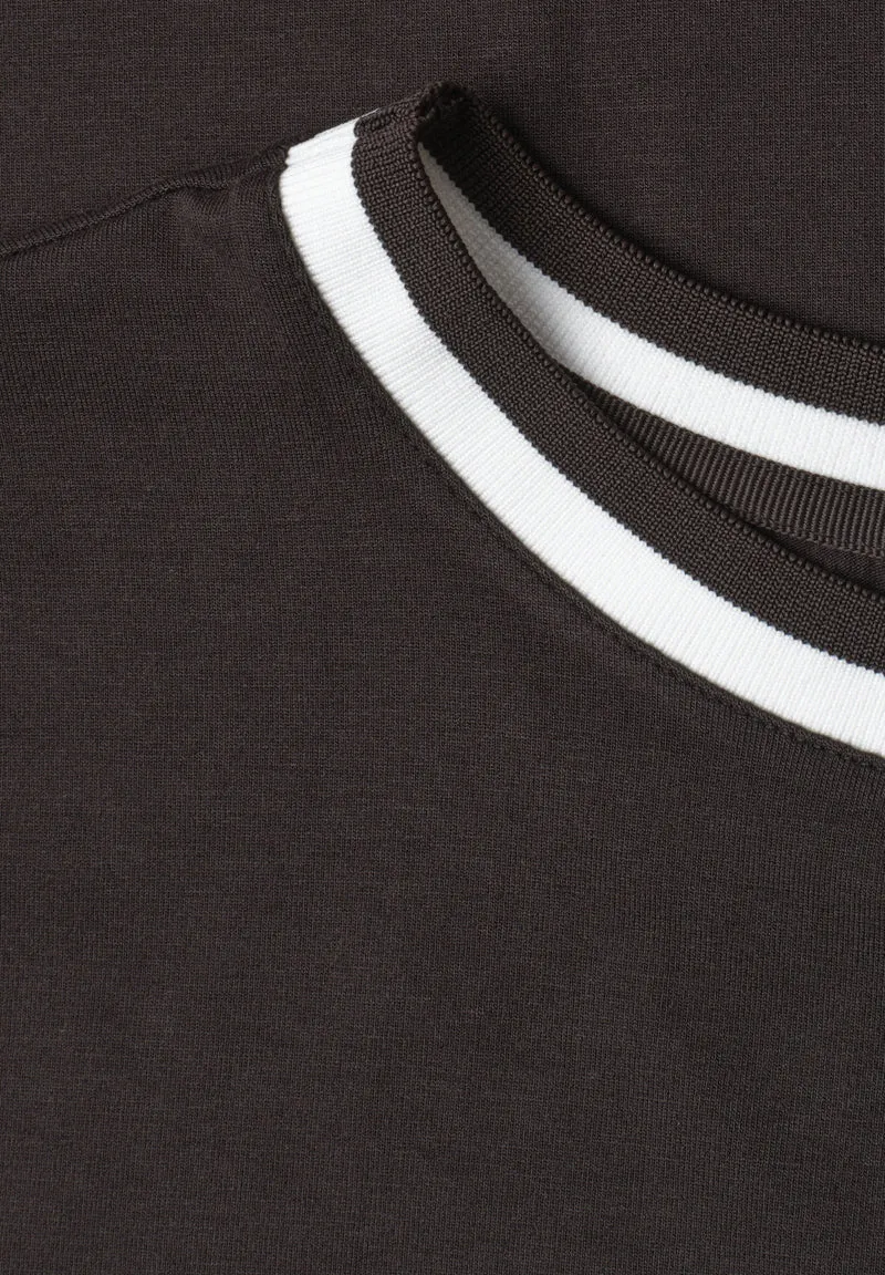 LTD QR shirt w.kick stripe col, black coffee
