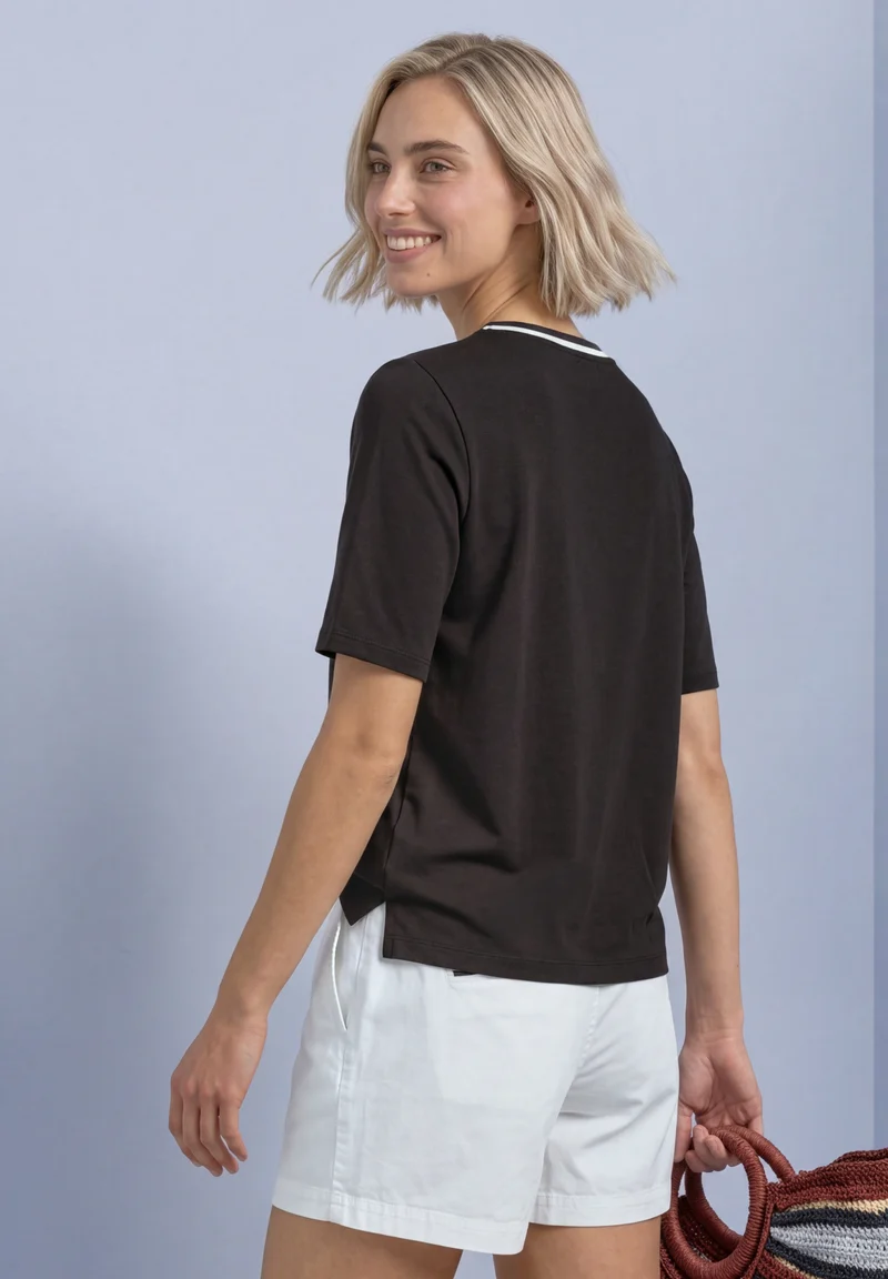LTD QR shirt w.kick stripe col, black coffee