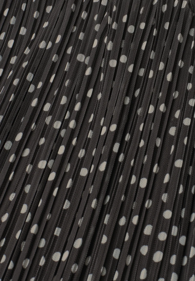 Mesh Plissee skirt_AOP, black coffee