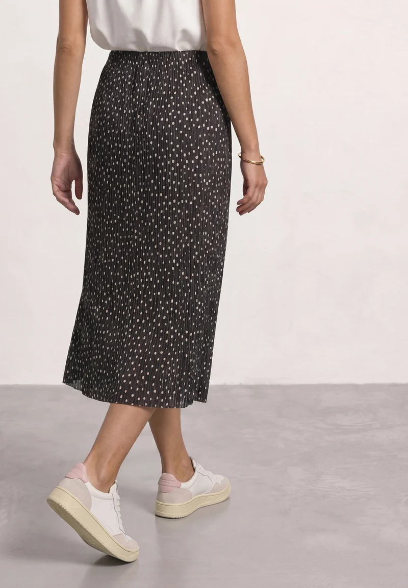 Mesh Plissee skirt_AOP, black coffee