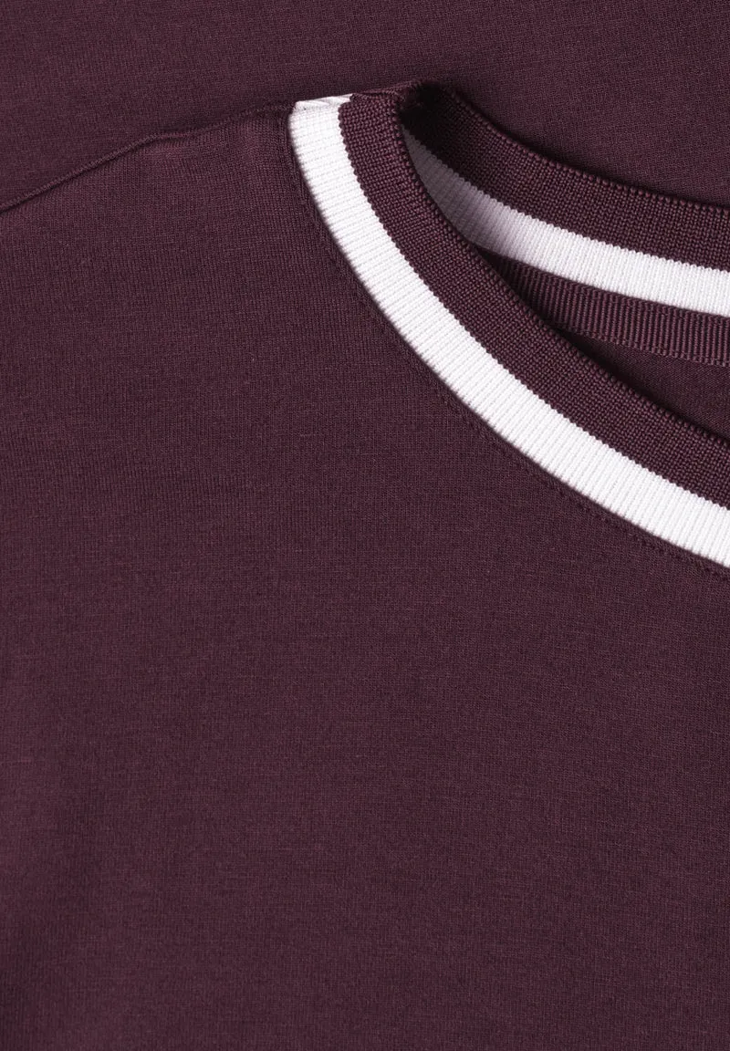 LTD QR shirt w.kick stripe col, rustic rouge