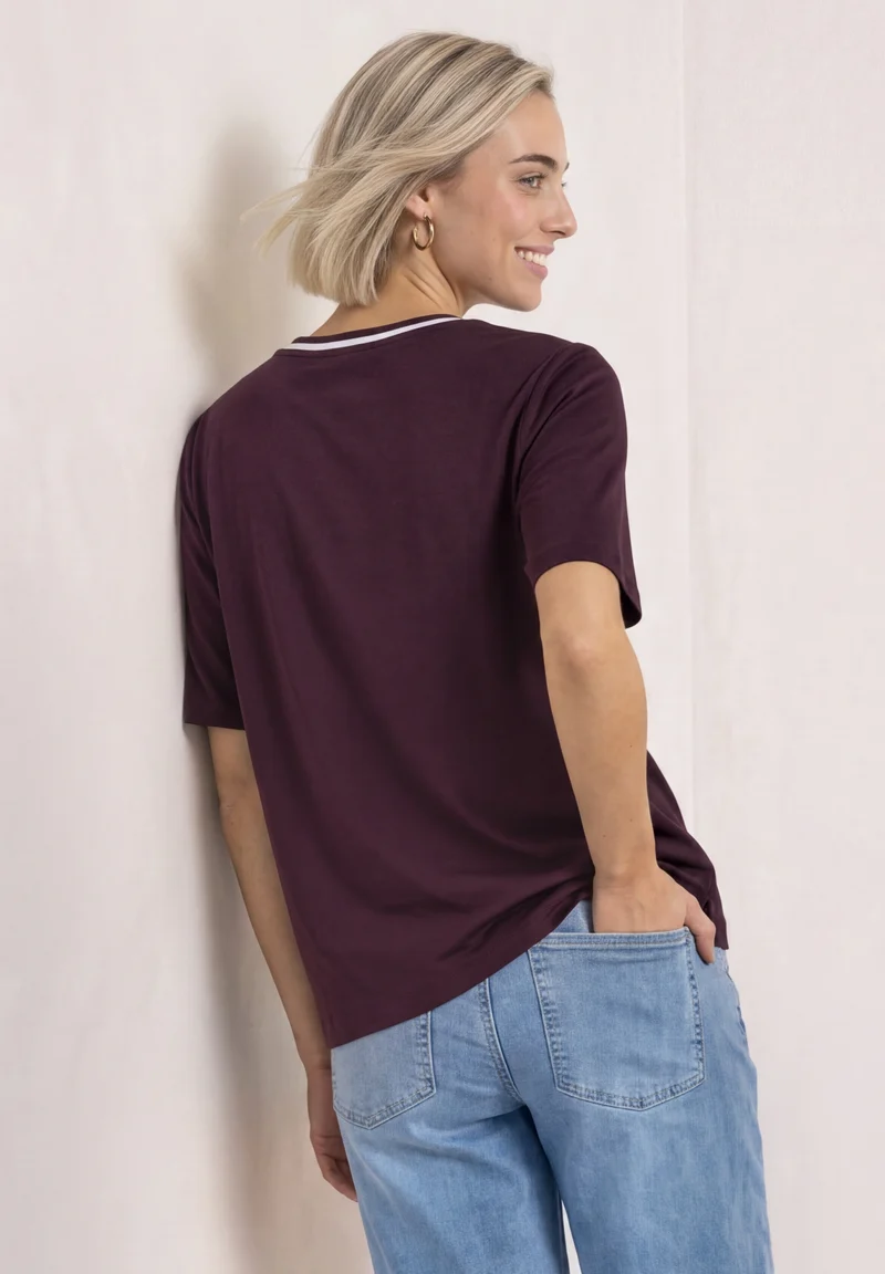 LTD QR shirt w.kick stripe col, rustic rouge