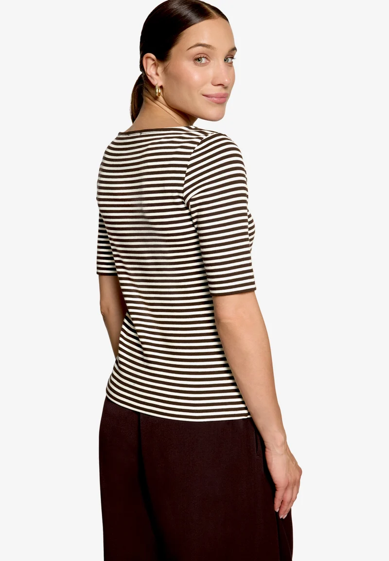 Shirt Kurz 1/2 Arm, Cream/Brown
