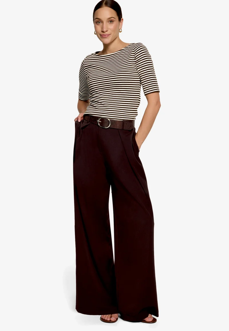 Shirt Kurz 1/2 Arm, Cream/Brown