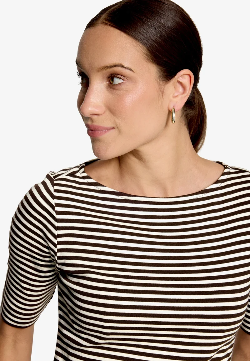 Shirt Kurz 1/2 Arm, Cream/Brown