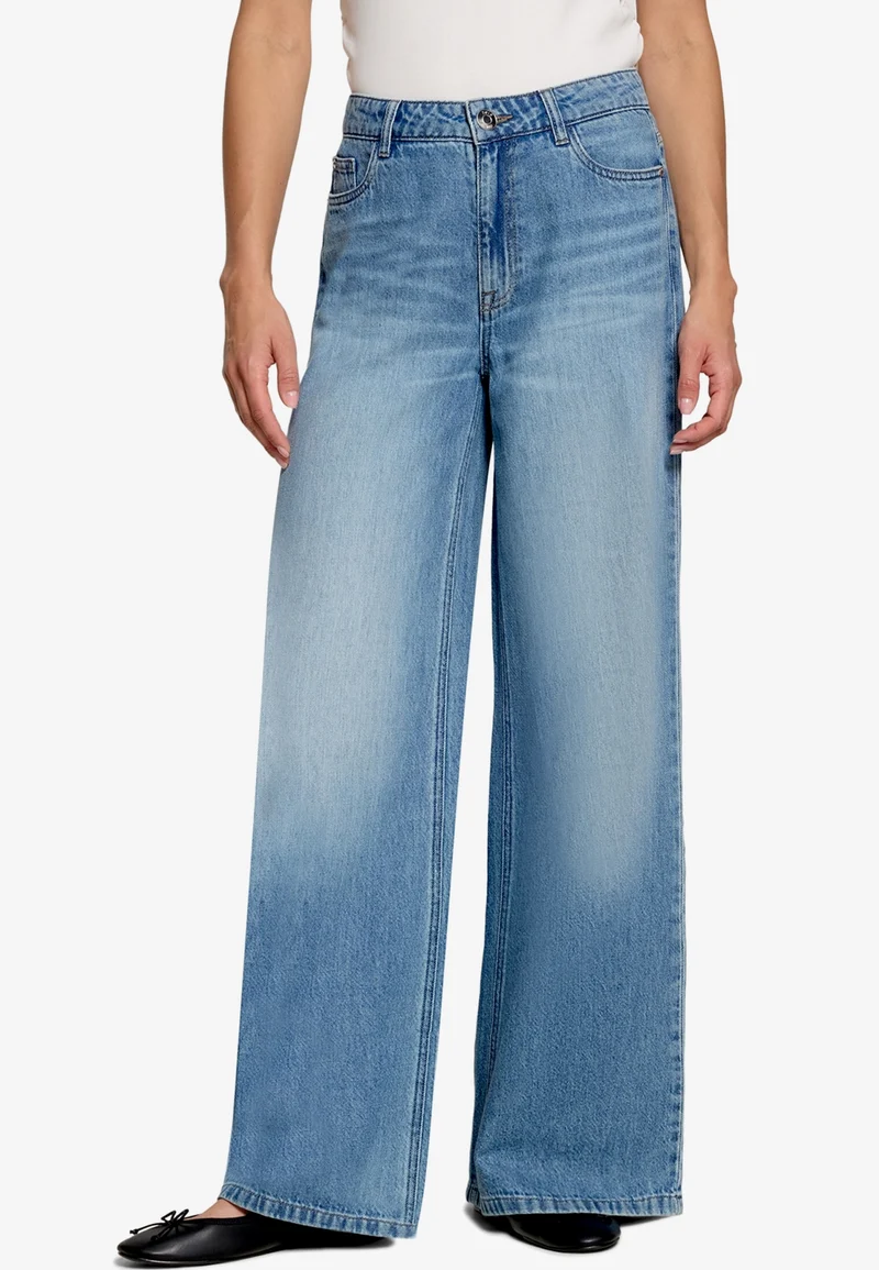 Hose Jeans 1/1 Länge, Middle Blue Denim
