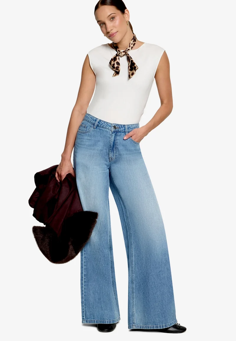 Hose Jeans 1/1 Länge, Middle Blue Denim