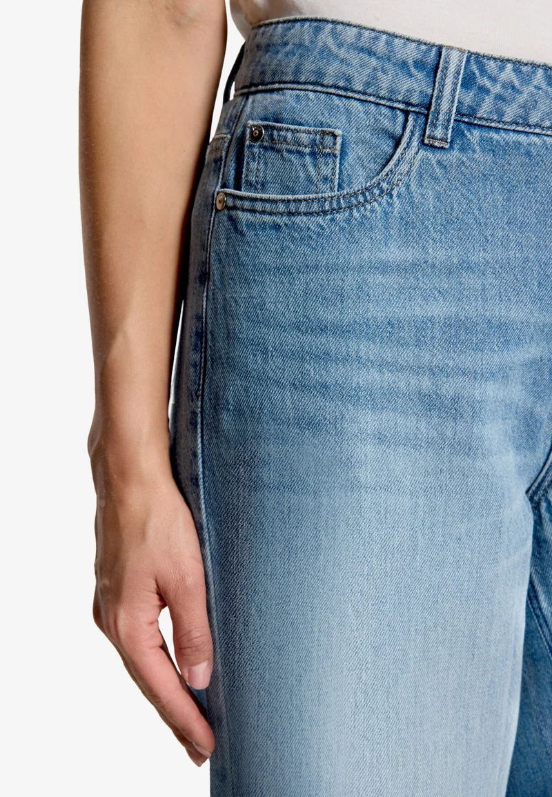 Hose Jeans 1/1 Länge, Middle Blue Denim