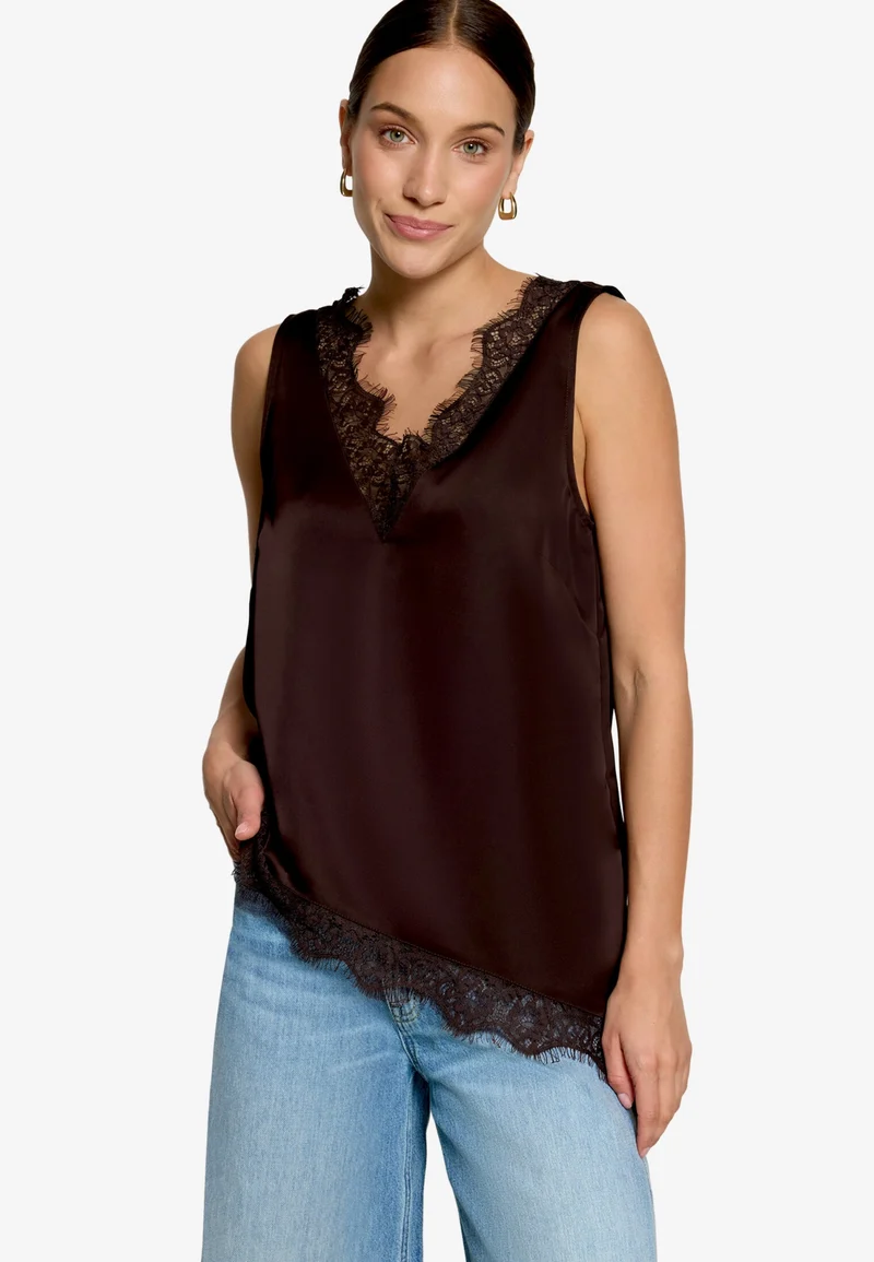 Bluse Kurz ohne Arm, Chocolate Plum