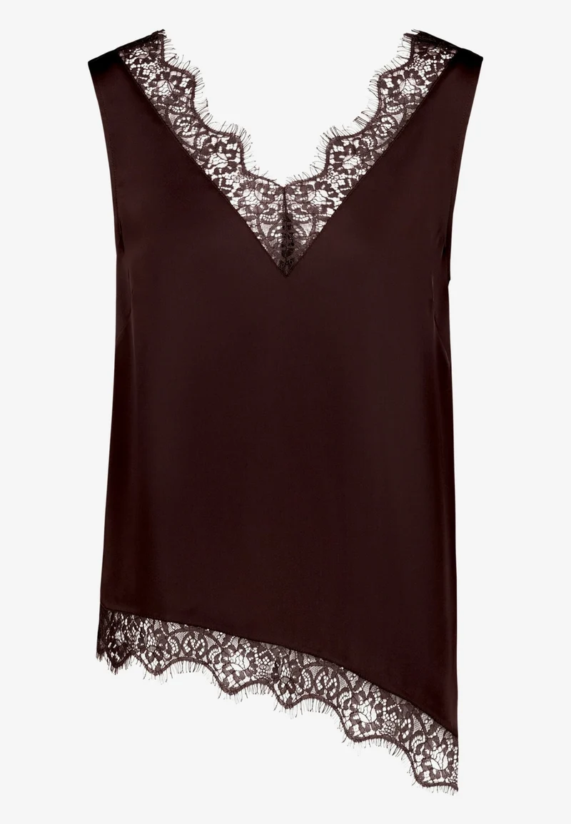 Bluse Kurz ohne Arm, Chocolate Plum