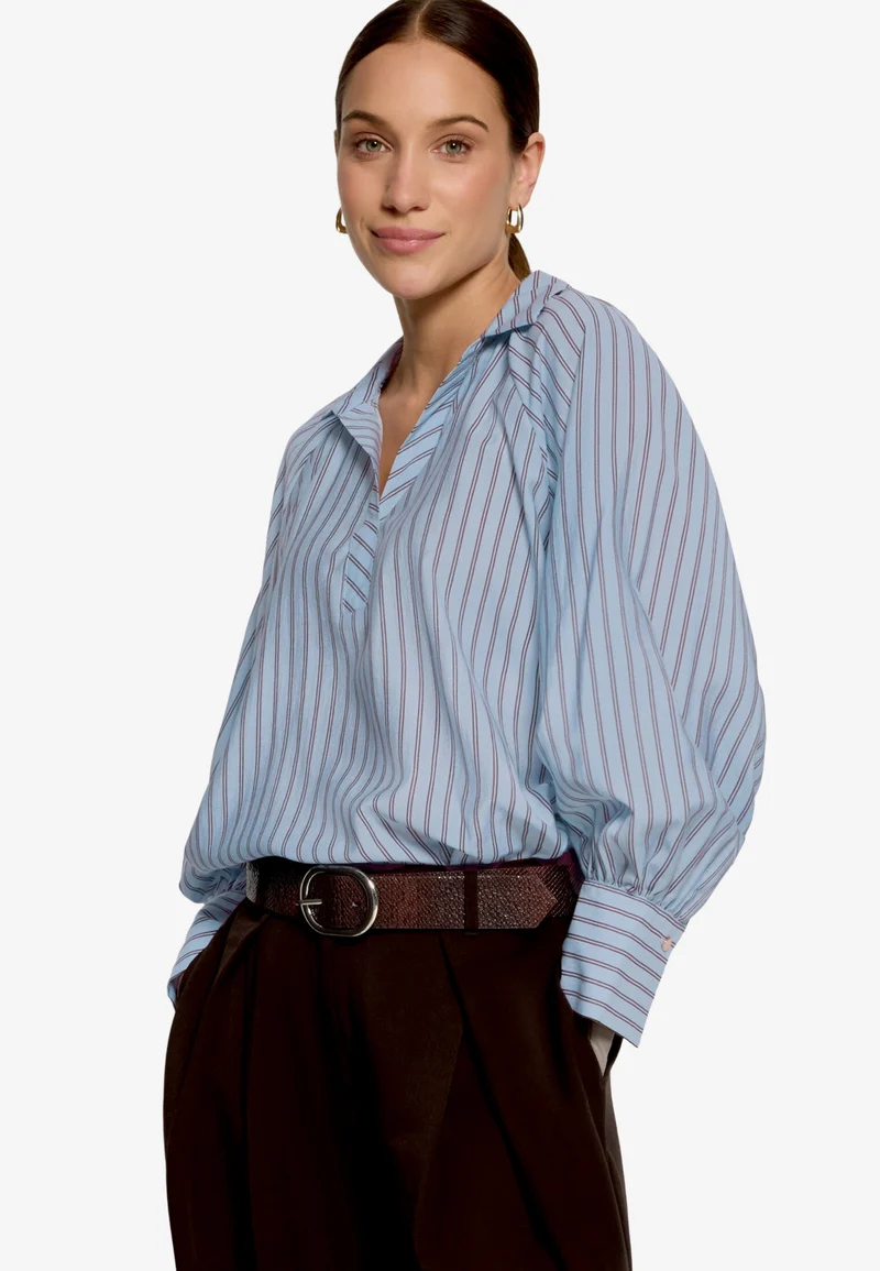 Bluse Lang 1/1 Arm, Blue/Brown