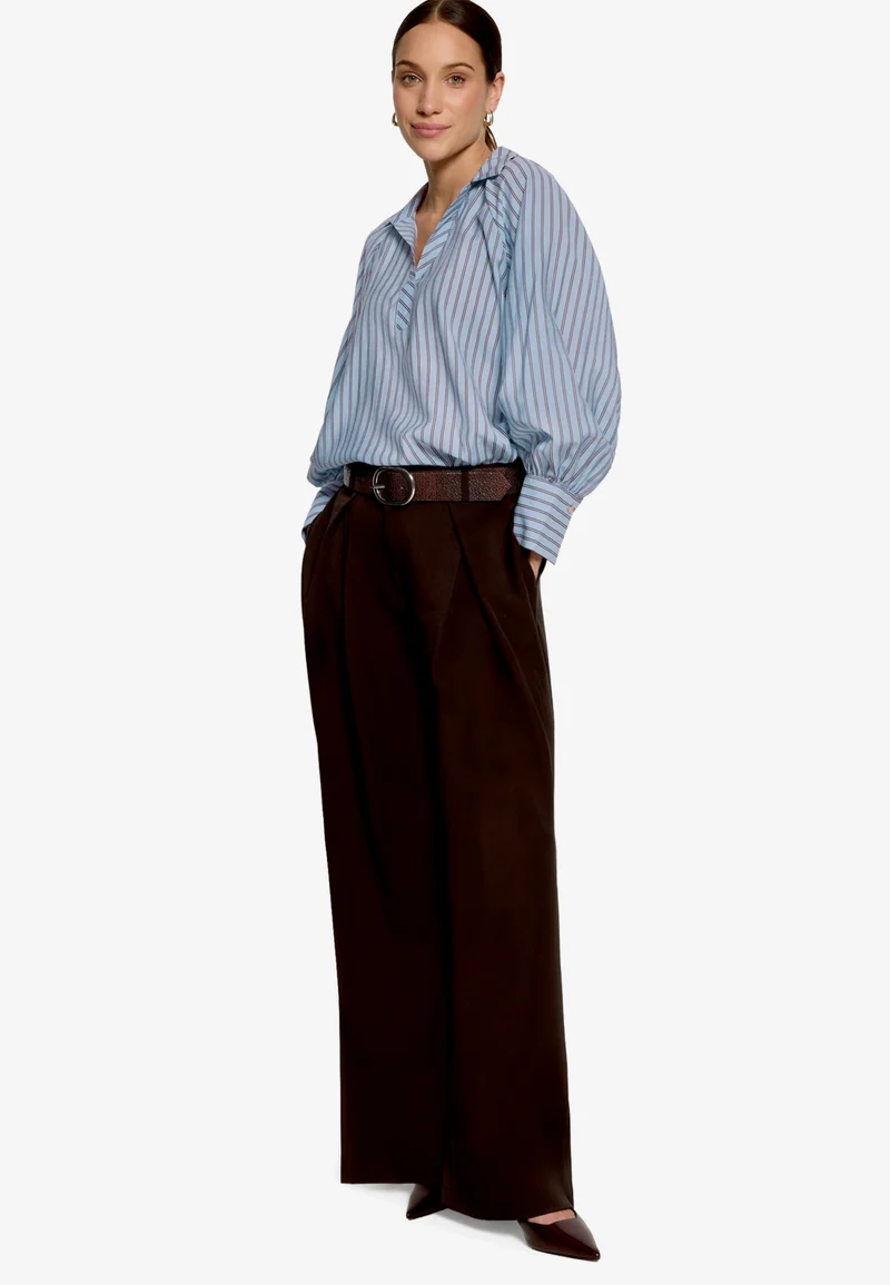 Bluse Lang 1/1 Arm, Blue/Brown