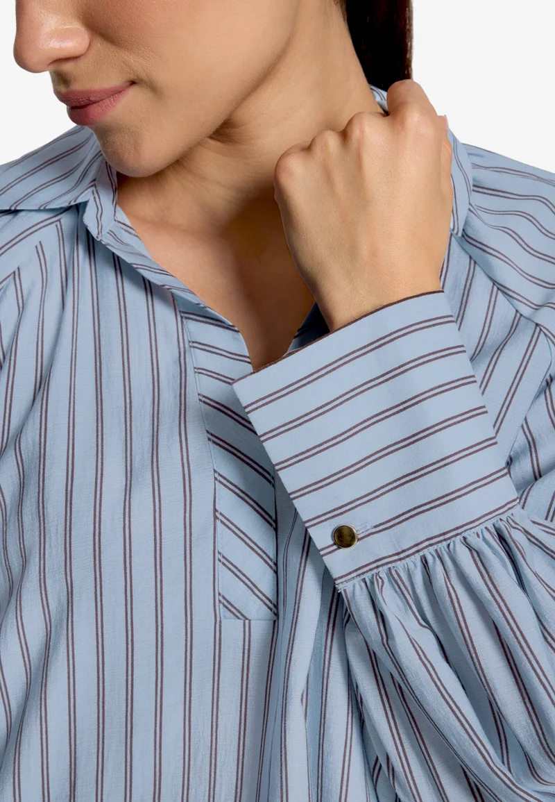 Bluse Lang 1/1 Arm, Blue/Brown