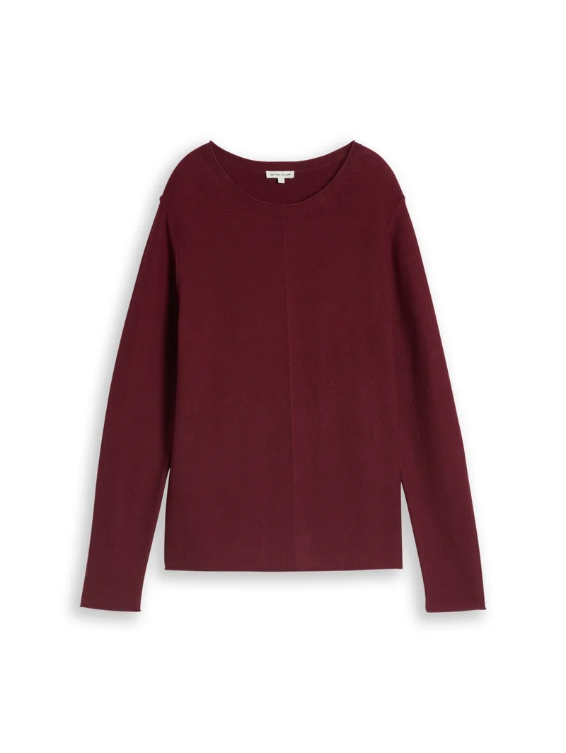 knit structure crewneck, Preppy Plum
