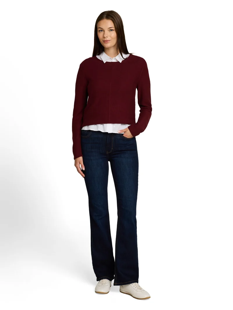 knit structure crewneck, Preppy Plum