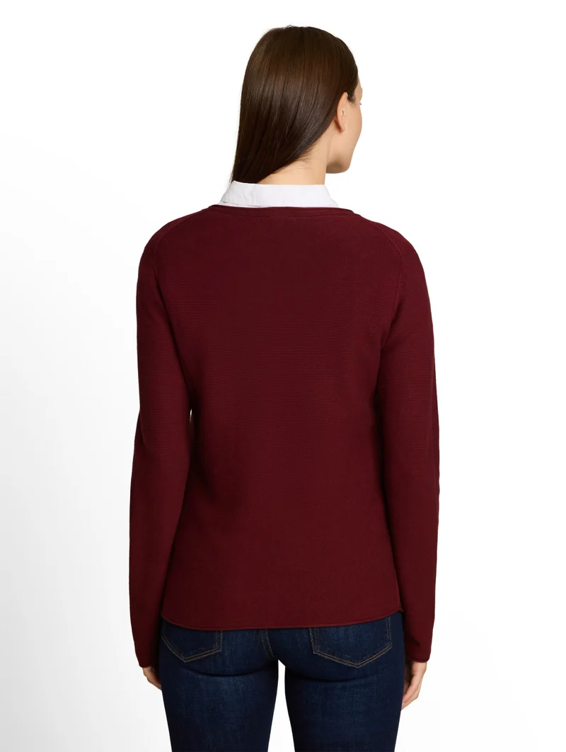 knit structure crewneck, Preppy Plum