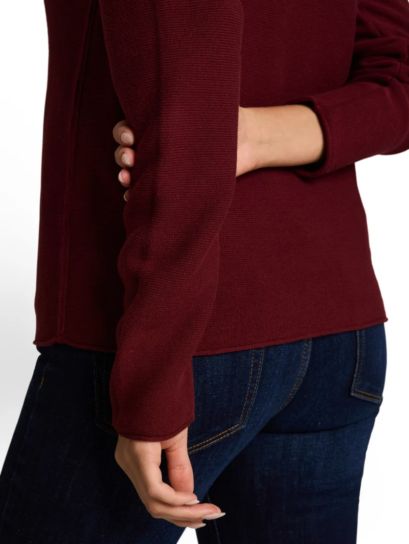 knit structure crewneck, Preppy Plum