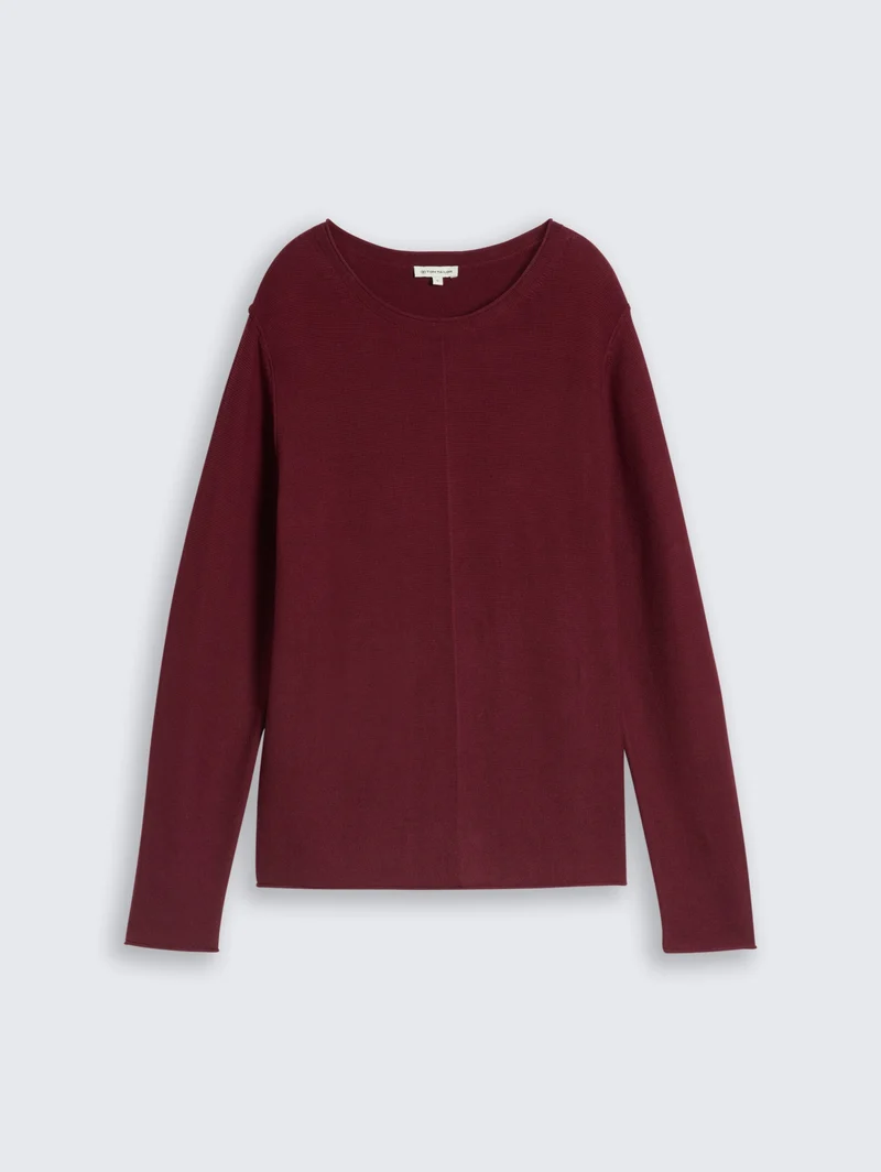 knit structure crewneck, Preppy Plum