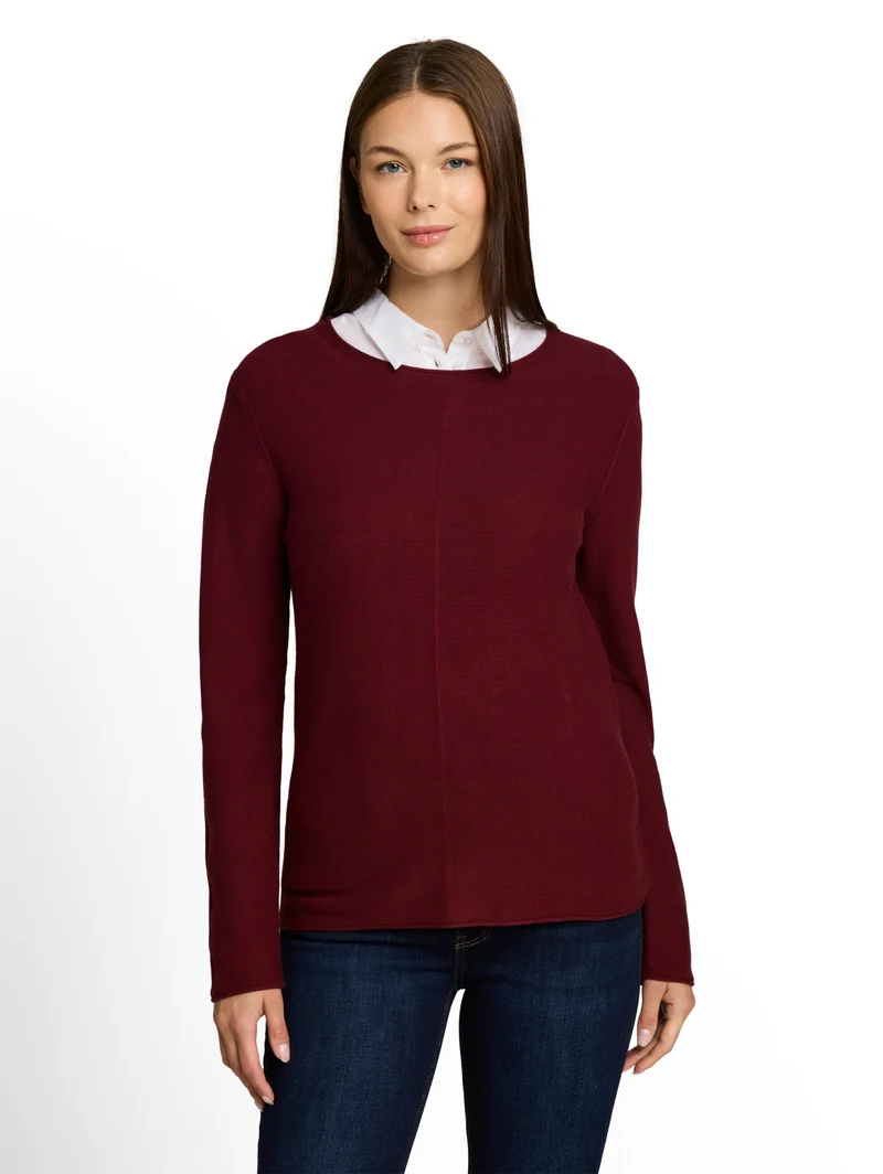 knit structure crewneck, Preppy Plum