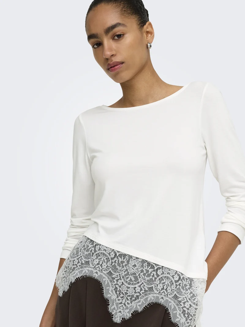 ONLLAILA LS LACE MIX TOP JRS, Cloud Dancer