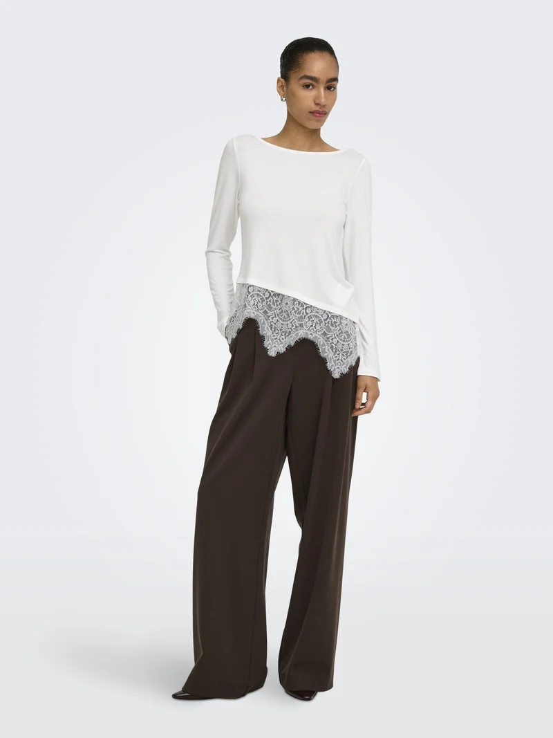 ONLLAILA LS LACE MIX TOP JRS, Cloud Dancer