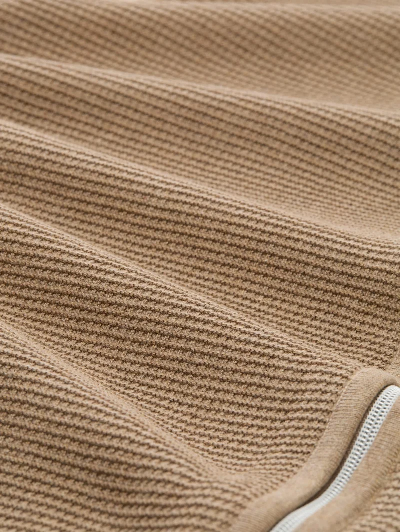 basic zip jacket knit, hazel brown melange