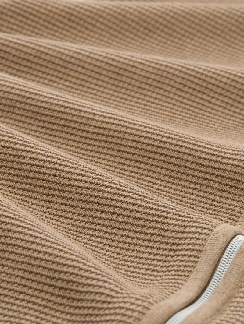 basic zip jacket knit, hazel brown melange