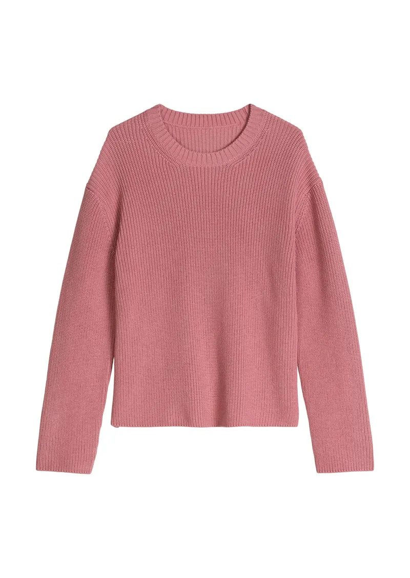 Pullovers, LSL, Round-Neck, Slits, Berry Rose