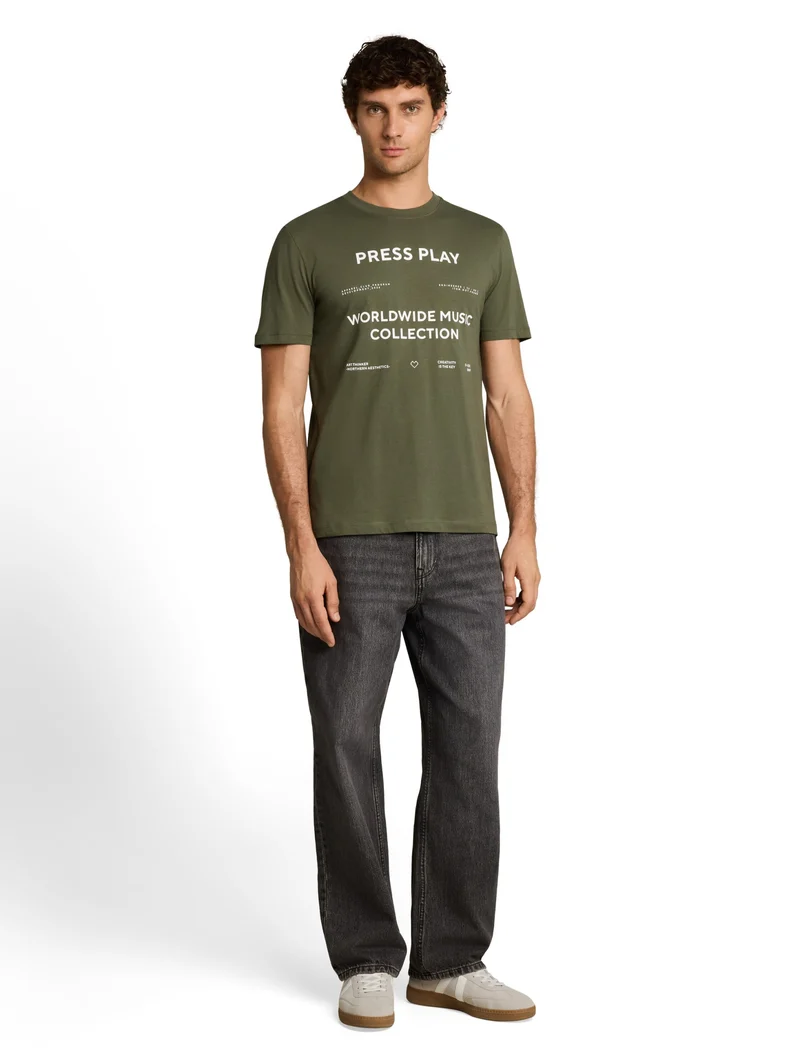 printed t-shirt, urban olive green