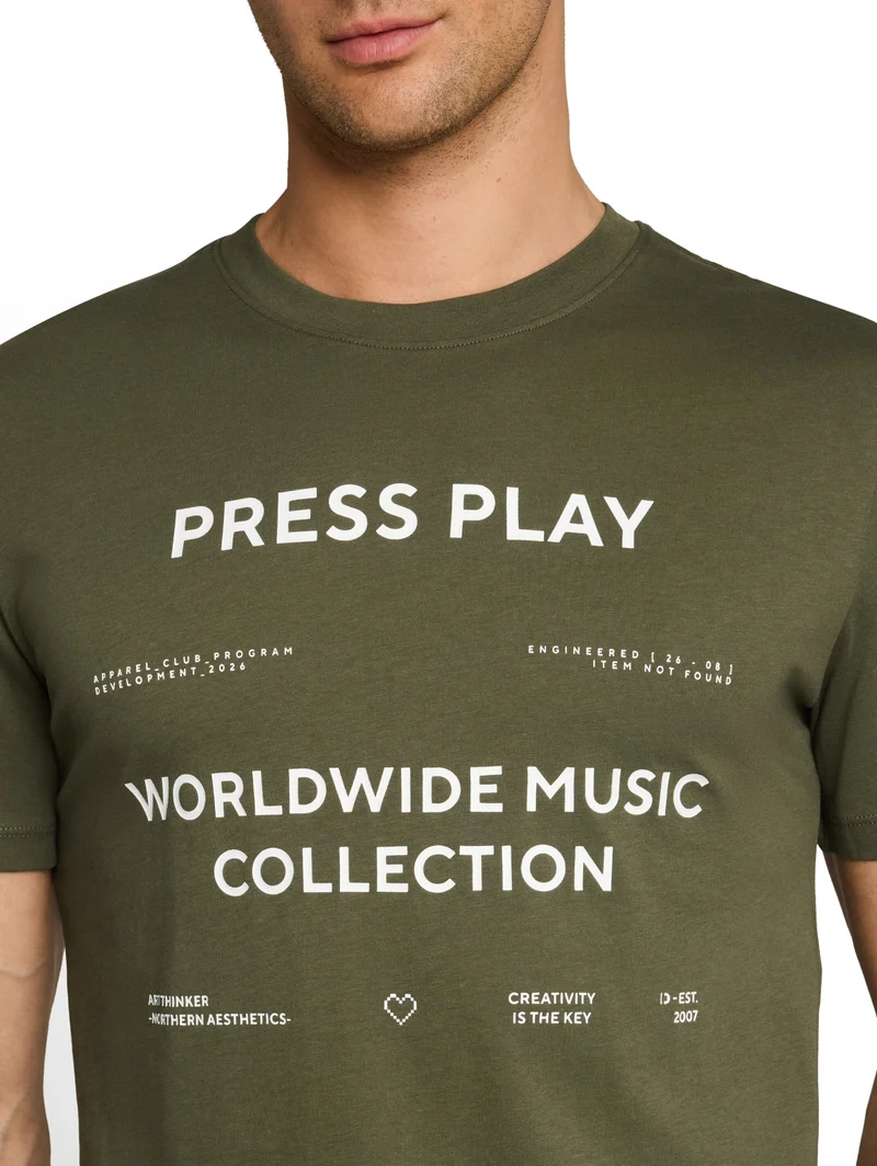 printed t-shirt, urban olive green