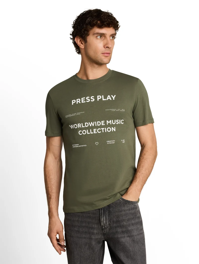 printed t-shirt, urban olive green
